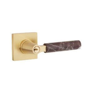 Emtek Select L-Square Rosso Levanto Marble Key In Lever