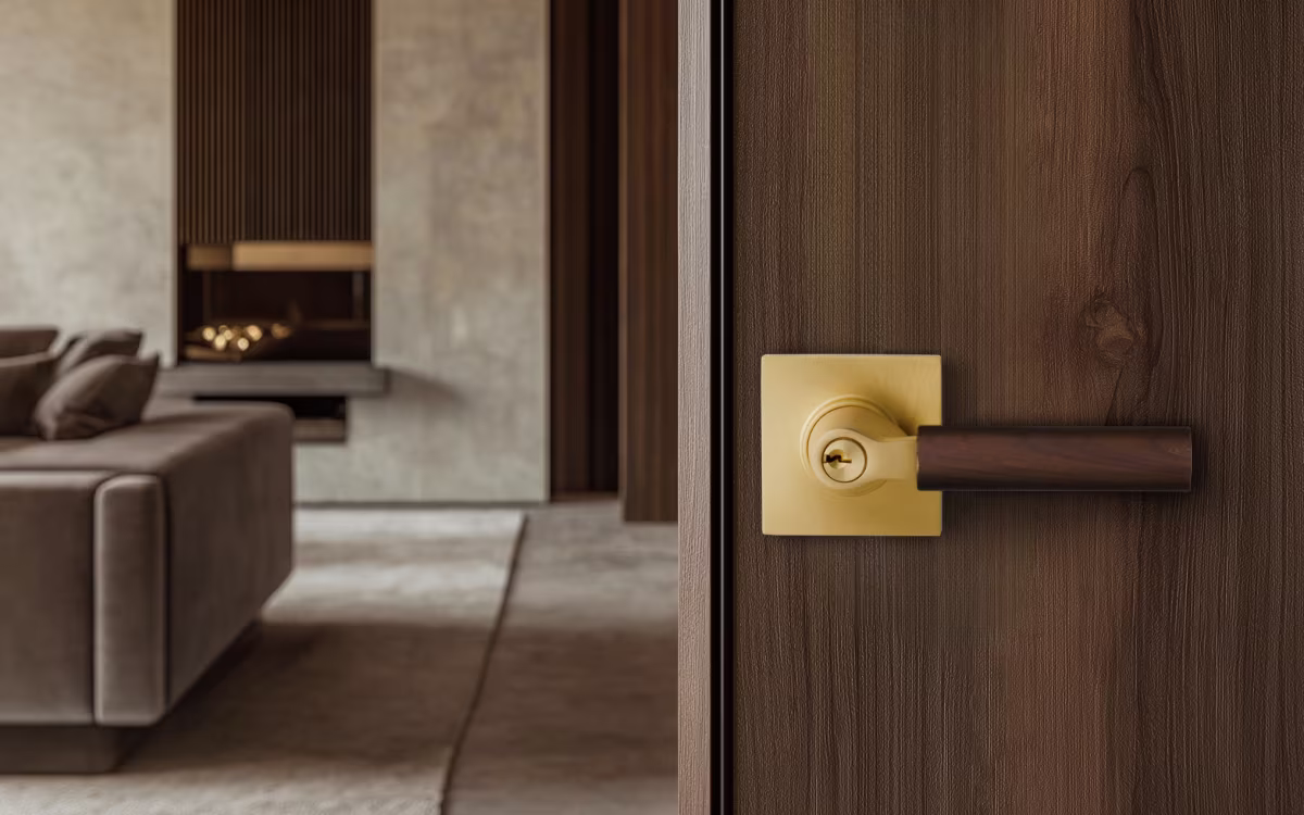 Emtek Select L-Square Dark Walnut Key In Lever - Image 2